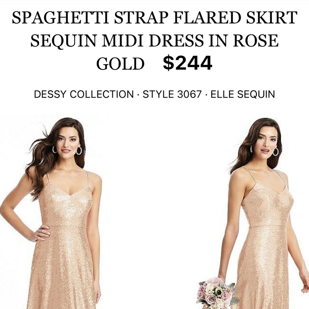 Dessy collection rose gold sequin bridesmaid dress size 10 - Picture 13 of 13